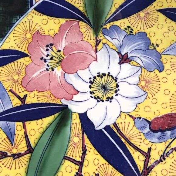 Vintage Japanese Royal Maruishi Tajimi Kutani Bluebird/Flowers Charger Platter - Picture 6 of 10